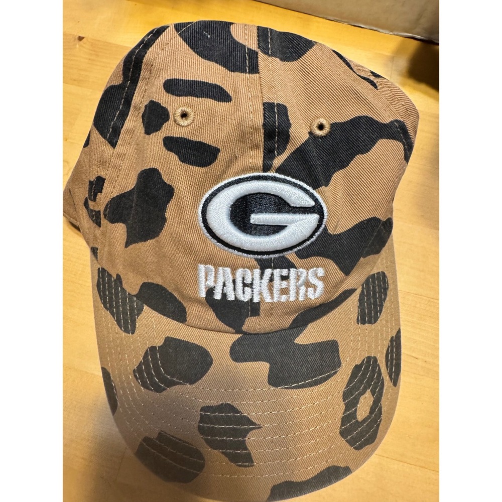 Green Bay Packers 47 Brand Womens Leopard Print Adjustable Hat NFL Baseball Cap